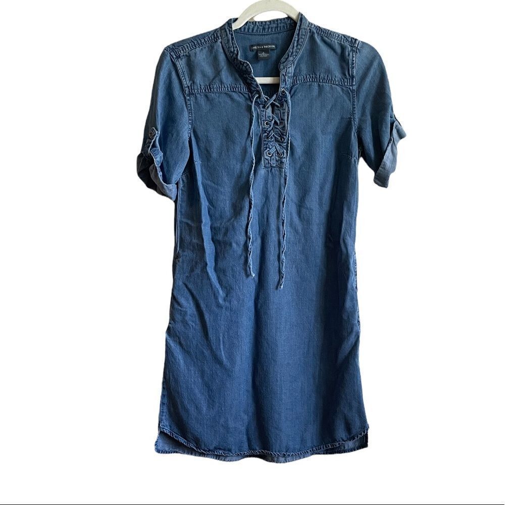 Chelsea & Theodore denim chambray dress Sz Small minimalist cottage